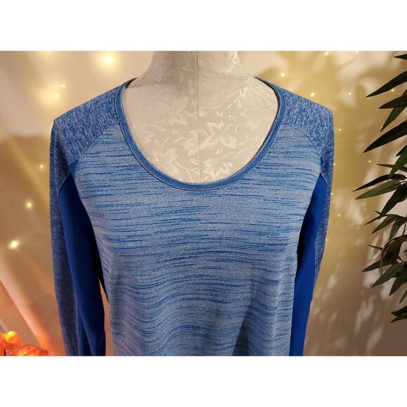 Athleta Running Wild Heathered Blue Long Sleeve Running Shirt Womens Size XL - Picture 6 of 11